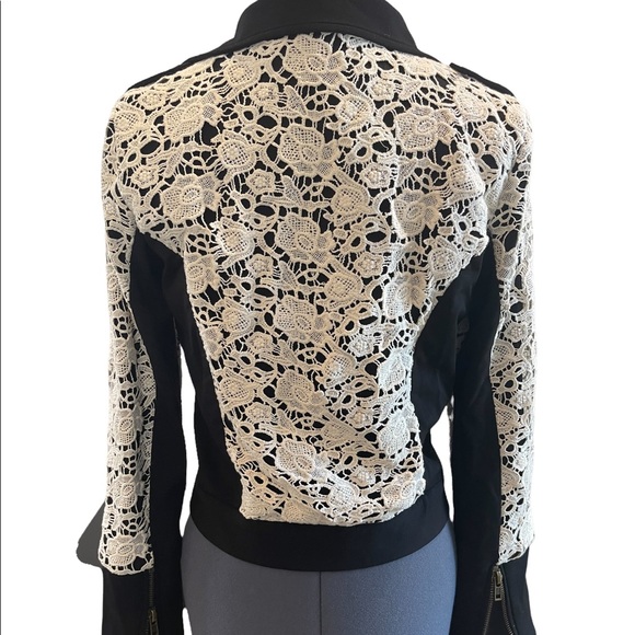 CHASER blAck motorcycle jacket w/ lace detail Size Small - Picture 3 of 5